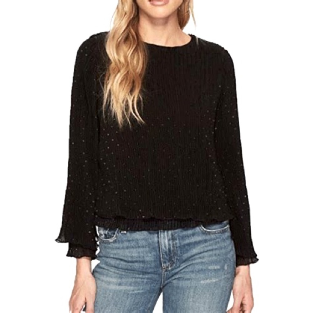 NWT BB Dakota Black Long Sleeve Blouse with Glitter Detail